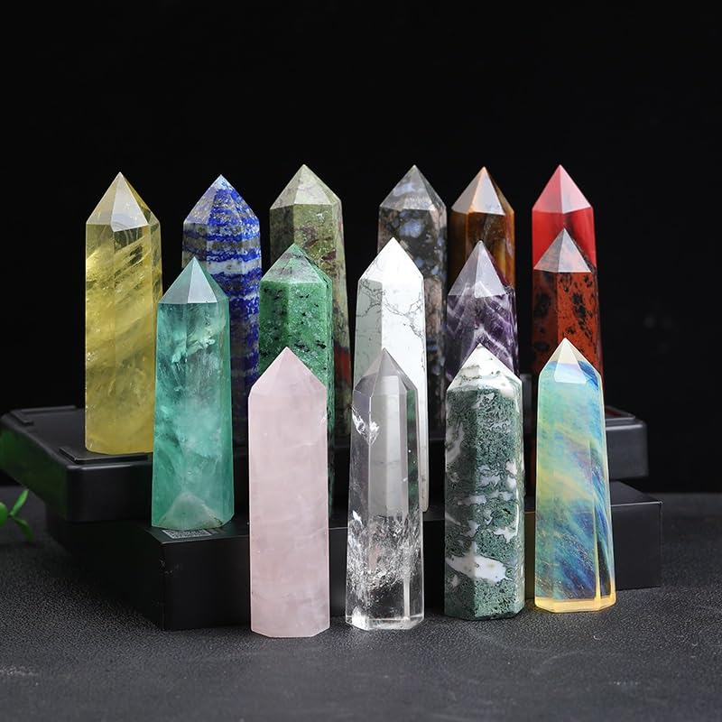 Amazon.co.jp: 天然水晶六角柱2個セット - 研磨された原石風水